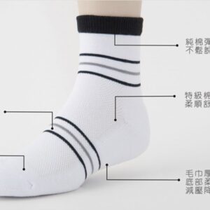 【老船長】三橫線毛巾氣墊加大運動襪(B3-144)-1雙入-白色：圖片 4