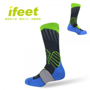 【ifeet】全方位足弓壓力運動襪籃球襪(9817)-1雙入-綠色(24-26CM)：圖片 1