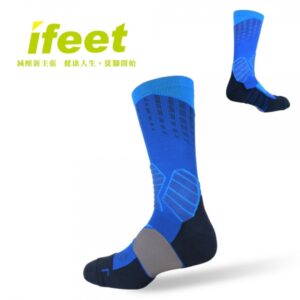 【ifeet】全方位足弓壓力運動襪籃球襪(9817)-1雙入-藍色(24-26CM)：圖片 1