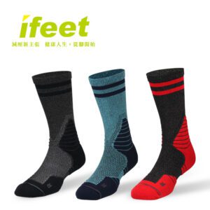 【ifeet】全方位足弓壓力運動襪籃球襪(9816)-1雙入-紅色(24-26CM)：圖片 2
