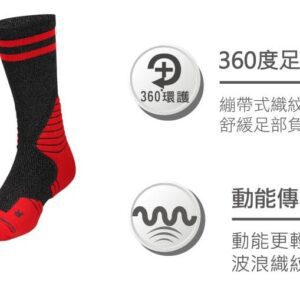 【ifeet】全方位足弓壓力運動襪籃球襪(9816)-1雙入-紅色(24-26CM)：圖片 6