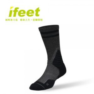 【ifeet】全方位足弓壓力運動襪籃球襪(9816)-1雙入-黑色(24-26CM)：圖片 1