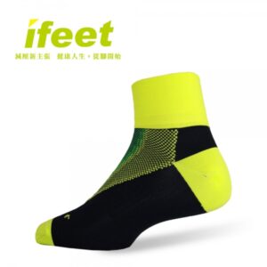 【ifeet】不會臭的襪子寬口無痕薄款減壓除臭運動襪(9810)-1雙入-螢光綠色：圖片 1