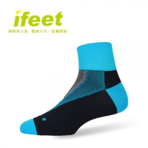 【ifeet】不會臭的襪子寬口無痕薄款減壓除臭運動襪(9810)-1雙入-水藍色：圖片 1