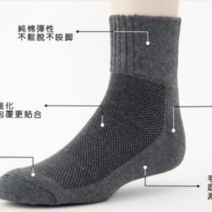 【老船長】毛巾氣墊運動雙色中統襪(6014)-1雙入-灰色：圖片 3
