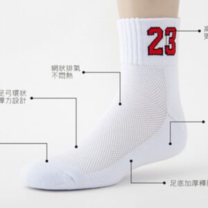 【老船長】籃球神奇23號毛巾氣墊運動中統襪(6012)-1雙入-白色：圖片 4
