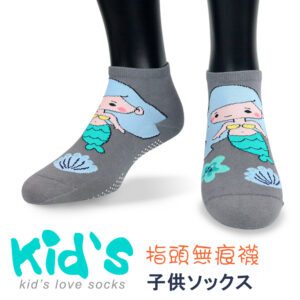 【kid】(3011人魚)台灣製棉質義大利台無縫針織止滑童襪-1雙入灰色：圖片 3