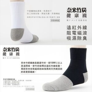 【老船長】奈米竹炭毛巾氣墊厚底中筒襪(6001)-1雙入-黑色：圖片 3