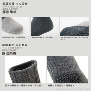 【老船長】奈米竹炭毛巾氣墊厚底船型襪(1103)-1雙入-灰色：圖片 4