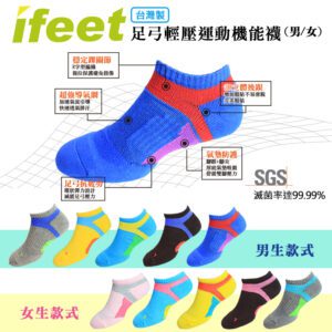 【ifeet】機能足弓微氣墊除臭壓力護足襪(702A)-1雙入-水藍色22-24CM：圖片 5