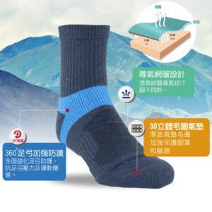【老船長】戶外輕量釋壓高級羊毛襪(9826)-6雙入：圖片 4