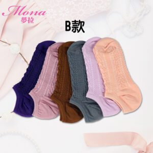 【夢拉】831麻花紋莫蘭迪馬卡龍低口少女襪-6雙入：圖片 4