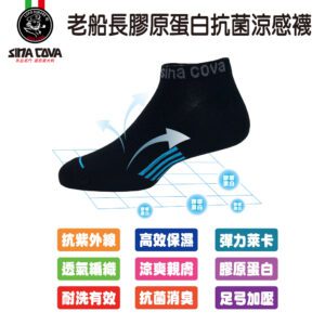 【老船長】(8474)膠原蛋白胜肽保濕足弓運動襪-12雙入22-24CM：圖片 6